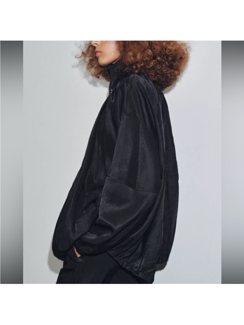 Black High-Neck Drawstring Jacket - Women Zara - Picture 3 of 5